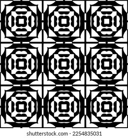 Vektormuster im geometrischen Zierstil. Schwarz-Weiß-Farbe.Nahtloses Wiederholmuster.Einfaches Geo auf dem gesamten Druckblock für Bekleidung, Damenkleidung, Modebekleidung, digitales Tapete.