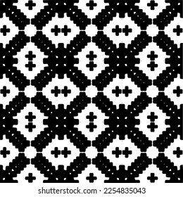 Vector pattern in geometric ornamental style. Black and white color.Seamless repeat pattern.Simple geo all over print block for apparel textile, ladies dress, fashion garment, digital wall paper.