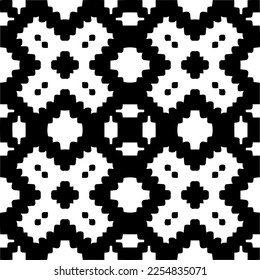 Vector pattern in geometric ornamental style. Black and white color.Seamless repeat pattern.Simple geo all over print block for apparel textile, ladies dress, fashion garment, digital wall paper.