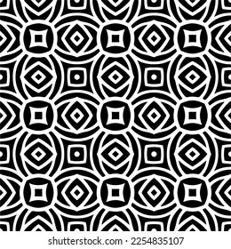Vector pattern in geometric ornamental style. Black and white color.Seamless repeat pattern.Simple geo all over print block for apparel textile, ladies dress, fashion garment, digital wall paper.