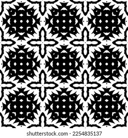 Vector pattern in geometric ornamental style. Black and white color.Seamless repeat pattern.Simple geo all over print block for apparel textile, ladies dress, fashion garment, digital wall paper.