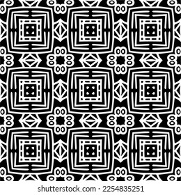 Vector pattern in geometric ornamental style. Black and white color.Seamless repeat pattern.Simple geo all over print block for apparel textile, ladies dress, fashion garment, digital wall paper.