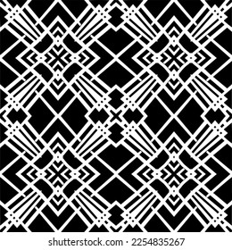 Vector pattern in geometric ornamental style. Black and white color.Seamless repeat pattern.Simple geo all over print block for apparel textile, ladies dress, fashion garment, digital wall paper.