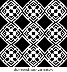 Vector pattern in geometric ornamental style. Black and white color.Seamless repeat pattern.Simple geo all over print block for apparel textile, ladies dress, fashion garment, digital wall paper.