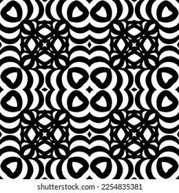 Vector pattern in geometric ornamental style. Black and white color.Seamless repeat pattern.Simple geo all over print block for apparel textile, ladies dress, fashion garment, digital wall paper.