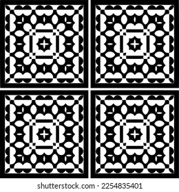 Vector pattern in geometric ornamental style. Black and white color.Seamless repeat pattern.Simple geo all over print block for apparel textile, ladies dress, fashion garment, digital wall paper.