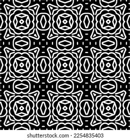 Vector pattern in geometric ornamental style. Black and white color.Seamless repeat pattern.Simple geo all over print block for apparel textile, ladies dress, fashion garment, digital wall paper.