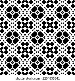 Vector pattern in geometric ornamental style. Black and white color.Seamless repeat pattern.Simple geo all over print block for apparel textile, ladies dress, fashion garment, digital wall paper.