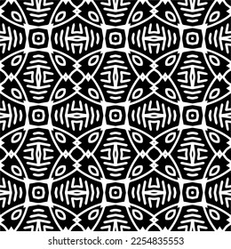 Vector pattern in geometric ornamental style. Black and white color.Seamless repeat pattern.Simple geo all over print block for apparel textile, ladies dress, fashion garment, digital wall paper.