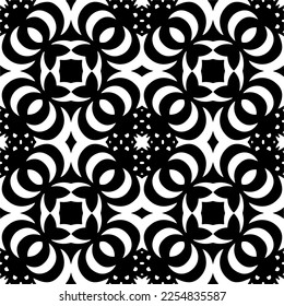 Vector pattern in geometric ornamental style. Black and white color.Seamless repeat pattern.Simple geo all over print block for apparel textile, ladies dress, fashion garment, digital wall paper.