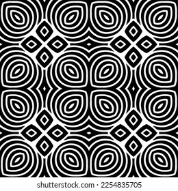 Vector pattern in geometric ornamental style. Black and white color.Seamless repeat pattern.Simple geo all over print block for apparel textile, ladies dress, fashion garment, digital wall paper.
