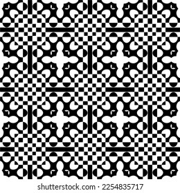Vector pattern in geometric ornamental style. Black and white color.Seamless repeat pattern.Simple geo all over print block for apparel textile, ladies dress, fashion garment, digital wall paper.
