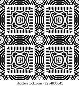 Vector pattern in geometric ornamental style. Black and white color.Seamless repeat pattern.Simple geo all over print block for apparel textile, ladies dress, fashion garment, digital wall paper.