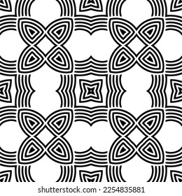 Vektormuster im geometrischen Zierstil. Schwarz-Weiß-Farbe.Nahtloses Wiederholmuster.Einfaches Geo auf dem gesamten Druckblock für Bekleidung, Damenkleidung, Modebekleidung, digitales Tapete.