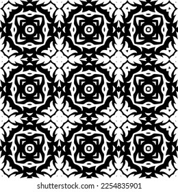 Vector pattern in geometric ornamental style. Black and white color.Seamless repeat pattern.Simple geo all over print block for apparel textile, ladies dress, fashion garment, digital wall paper.