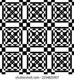 Vector pattern in geometric ornamental style. Black and white color.Seamless repeat pattern.Simple geo all over print block for apparel textile, ladies dress, fashion garment, digital wall paper.