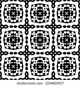 Vector pattern in geometric ornamental style. Black and white color.Seamless repeat pattern.Simple geo all over print block for apparel textile, ladies dress, fashion garment, digital wall paper.