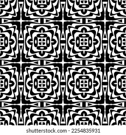 Vector pattern in geometric ornamental style. Black and white color.Seamless repeat pattern.Simple geo all over print block for apparel textile, ladies dress, fashion garment, digital wall paper.