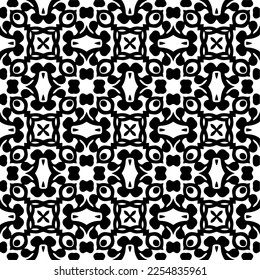 Vector pattern in geometric ornamental style. Black and white color.Seamless repeat pattern.Simple geo all over print block for apparel textile, ladies dress, fashion garment, digital wall paper.