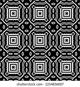 Vector pattern in geometric ornamental style. Black and white color.Seamless repeat pattern.Simple geo all over print block for apparel textile, ladies dress, fashion garment, digital wall paper.