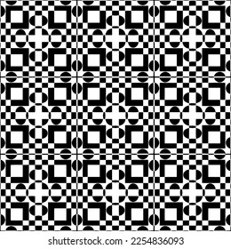 Vektormuster im geometrischen Zierstil. Schwarz-Weiß-Farbe.Nahtloses Wiederholmuster.Einfaches Geo auf dem gesamten Druckblock für Bekleidung, Damenkleidung, Modebekleidung, digitales Tapete.