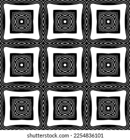 Vector pattern in geometric ornamental style. Black and white color.Seamless repeat pattern.Simple geo all over print block for apparel textile, ladies dress, fashion garment, digital wall paper.