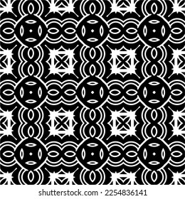 Vector pattern in geometric ornamental style. Black and white color.Seamless repeat pattern.Simple geo all over print block for apparel textile, ladies dress, fashion garment, digital wall paper.
