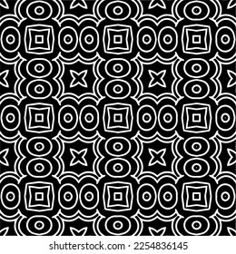 Vector pattern in geometric ornamental style. Black and white color.Seamless repeat pattern.Simple geo all over print block for apparel textile, ladies dress, fashion garment, digital wall paper.