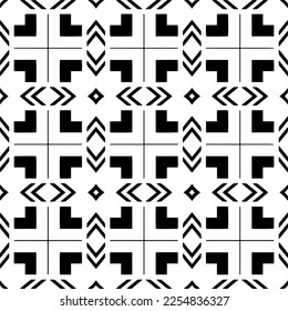 Vector pattern in geometric ornamental style. Black and white color.Seamless repeat pattern.Simple geo all over print block for apparel textile, ladies dress, fashion garment, digital wall paper.