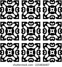 Vector pattern in geometric ornamental style. Black and white color.Seamless repeat pattern.Simple geo all over print block for apparel textile, ladies dress, fashion garment, digital wall paper.
