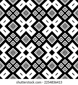 Vector pattern in geometric ornamental style. Black and white color.Seamless repeat pattern.Simple geo all over print block for apparel textile, ladies dress, fashion garment, digital wall paper.