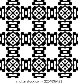 Vector pattern in geometric ornamental style. Black and white color.Seamless repeat pattern.Simple geo all over print block for apparel textile, ladies dress, fashion garment, digital wall paper.