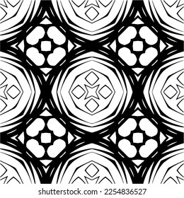 Vector pattern in geometric ornamental style. Black and white color. Simple geo all over print block for apparel textile, ladies dress, fashion garment, digital wall paper.