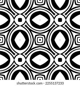 Vector pattern in geometric ornamental style. Black and white color.Seamless repeat pattern.