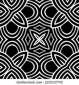 Vector pattern in geometric ornamental style. Black and white color.Seamless repeat pattern.