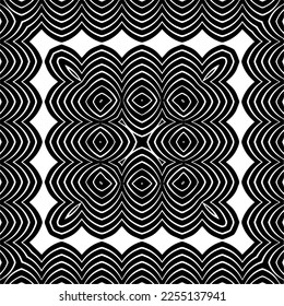 Vector pattern in geometric ornamental style. Black and white color.Seamless repeat pattern.