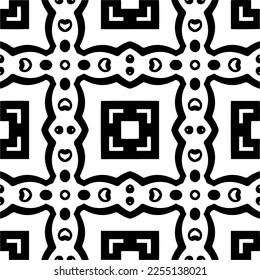 Vektormuster im geometrischen Zierstil. Schwarz-Weiß-Farbe.Nahtloses Wiederholmuster.Einfaches Geo auf dem gesamten Druckblock für Bekleidung, Damenkleidung, Modebekleidung, digitales Tapete.