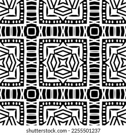 
Vector pattern in geometric ornamental style. Black and white color.Seamless repeat pattern.Simple geo all over print block for apparel textile, ladies dress, fashion garment, digital wall paper.