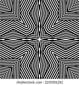 
Vector pattern in geometric ornamental style. Black and white color.Seamless repeat pattern.Simple geo all over print block for apparel textile, ladies dress, fashion garment, digital wall paper.