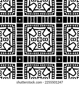 
Vector pattern in geometric ornamental style. Black and white color.Seamless repeat pattern.Simple geo all over print block for apparel textile, ladies dress, fashion garment, digital wall paper.