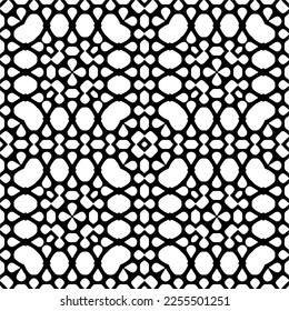 
Vector pattern in geometric ornamental style. Black and white color.Seamless repeat pattern.Simple geo all over print block for apparel textile, ladies dress, fashion garment, digital wall paper.