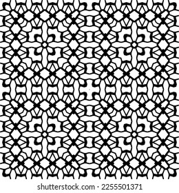 
Vector pattern in geometric ornamental style. Black and white color.Seamless repeat pattern.Simple geo all over print block for apparel textile, ladies dress, fashion garment, digital wall paper.