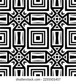 
Vector pattern in geometric ornamental style. Black and white color.Seamless repeat pattern.Simple geo all over print block for apparel textile, ladies dress, fashion garment, digital wall paper.