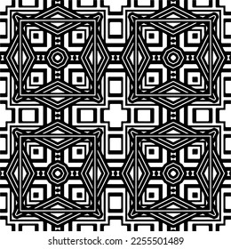 
Vector pattern in geometric ornamental style. Black and white color.Seamless repeat pattern.Simple geo all over print block for apparel textile, ladies dress, fashion garment, digital wall paper.