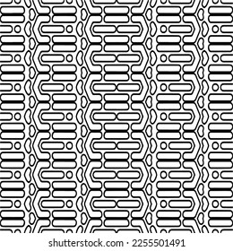 
Vector pattern in geometric ornamental style. Black and white color.Seamless repeat pattern.Simple geo all over print block for apparel textile, ladies dress, fashion garment, digital wall paper.