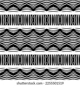 
Vector pattern in geometric ornamental style. Black and white color.Seamless repeat pattern.Simple geo all over print block for apparel textile, ladies dress, fashion garment, digital wall paper.