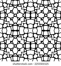 
Vector pattern in geometric ornamental style. Black and white color.Seamless repeat pattern.Simple geo all over print block for apparel textile, ladies dress, fashion garment, digital wall paper.