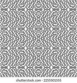 
Vector pattern in geometric ornamental style. Black and white color.Seamless repeat pattern.Simple geo all over print block for apparel textile, ladies dress, fashion garment, digital wall paper.