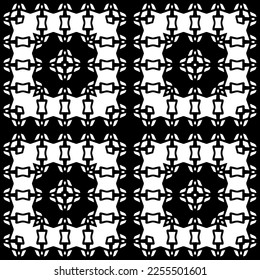 
Vector pattern in geometric ornamental style. Black and white color.Seamless repeat pattern.Simple geo all over print block for apparel textile, ladies dress, fashion garment, digital wall paper.