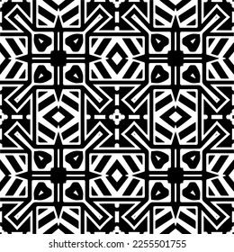 
Vector pattern in geometric ornamental style. Black and white color.Seamless repeat pattern.Simple geo all over print block for apparel textile, ladies dress, fashion garment, digital wall paper.